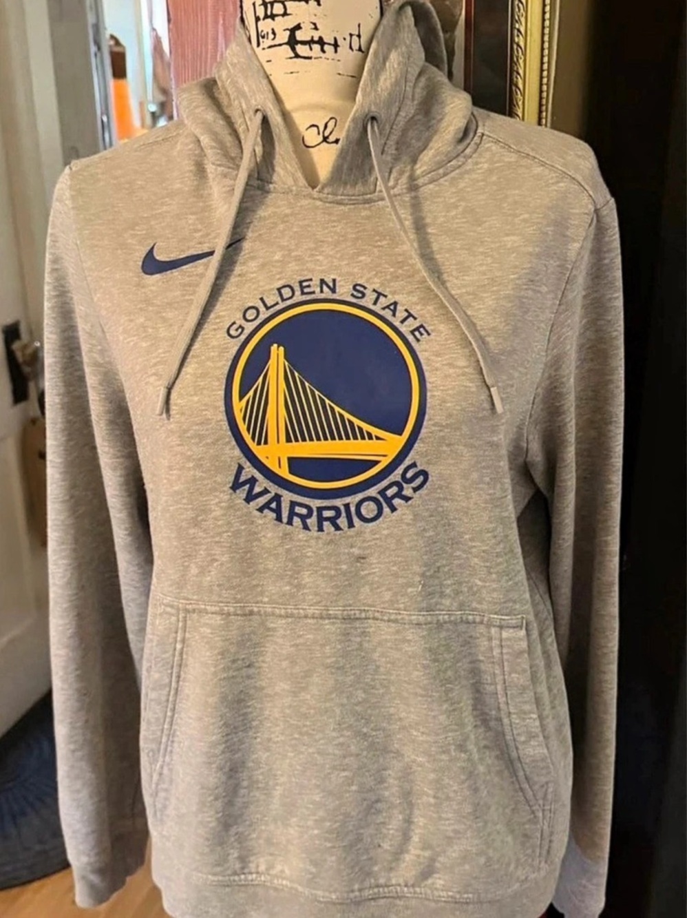 Nike NBA Golden State Warriors Pullover Hoodie Gray Medium